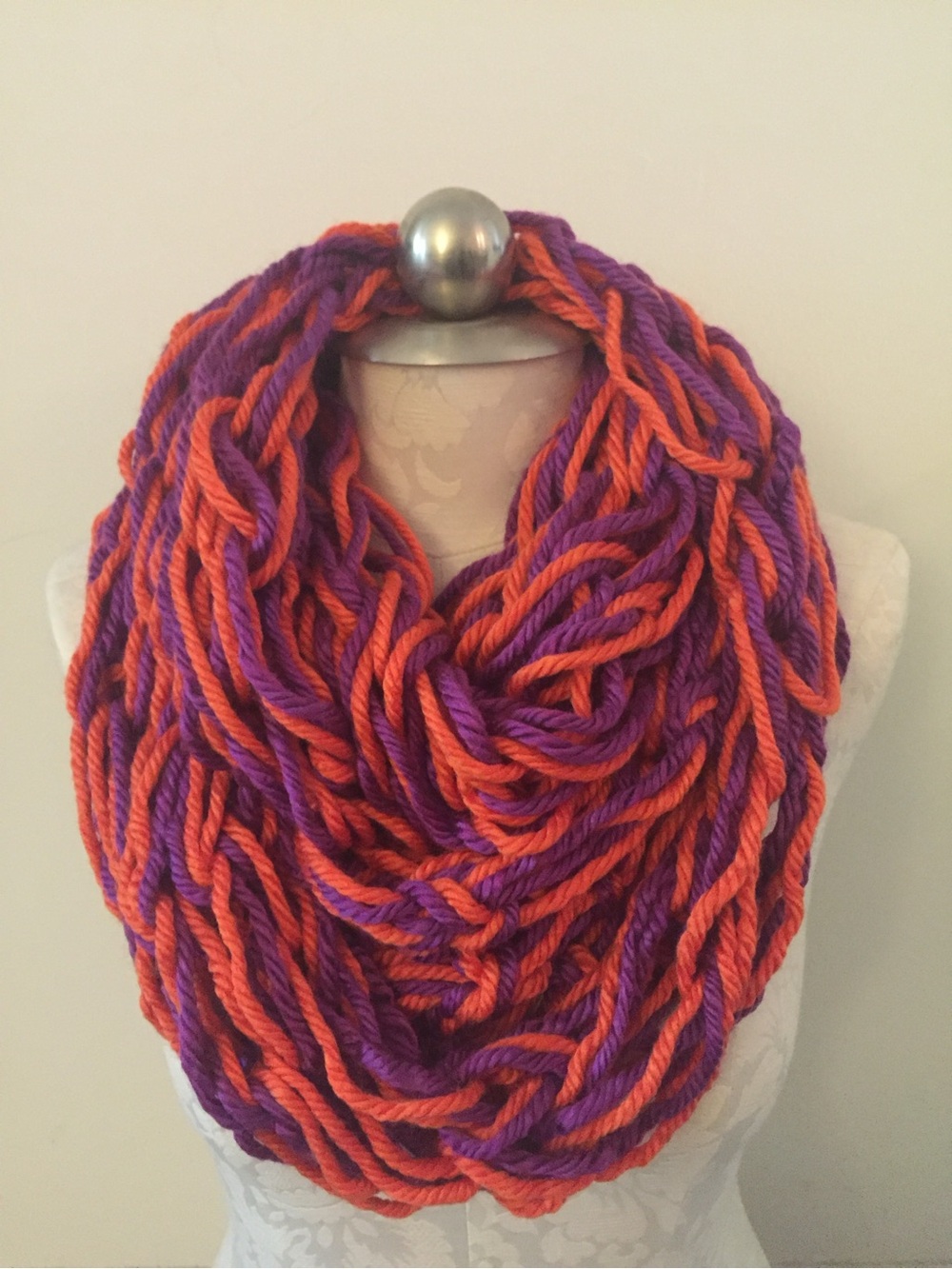 Handmade Clemson Tigers Inspired Chunky Infinity Scarf | Orange & Purple Cowl